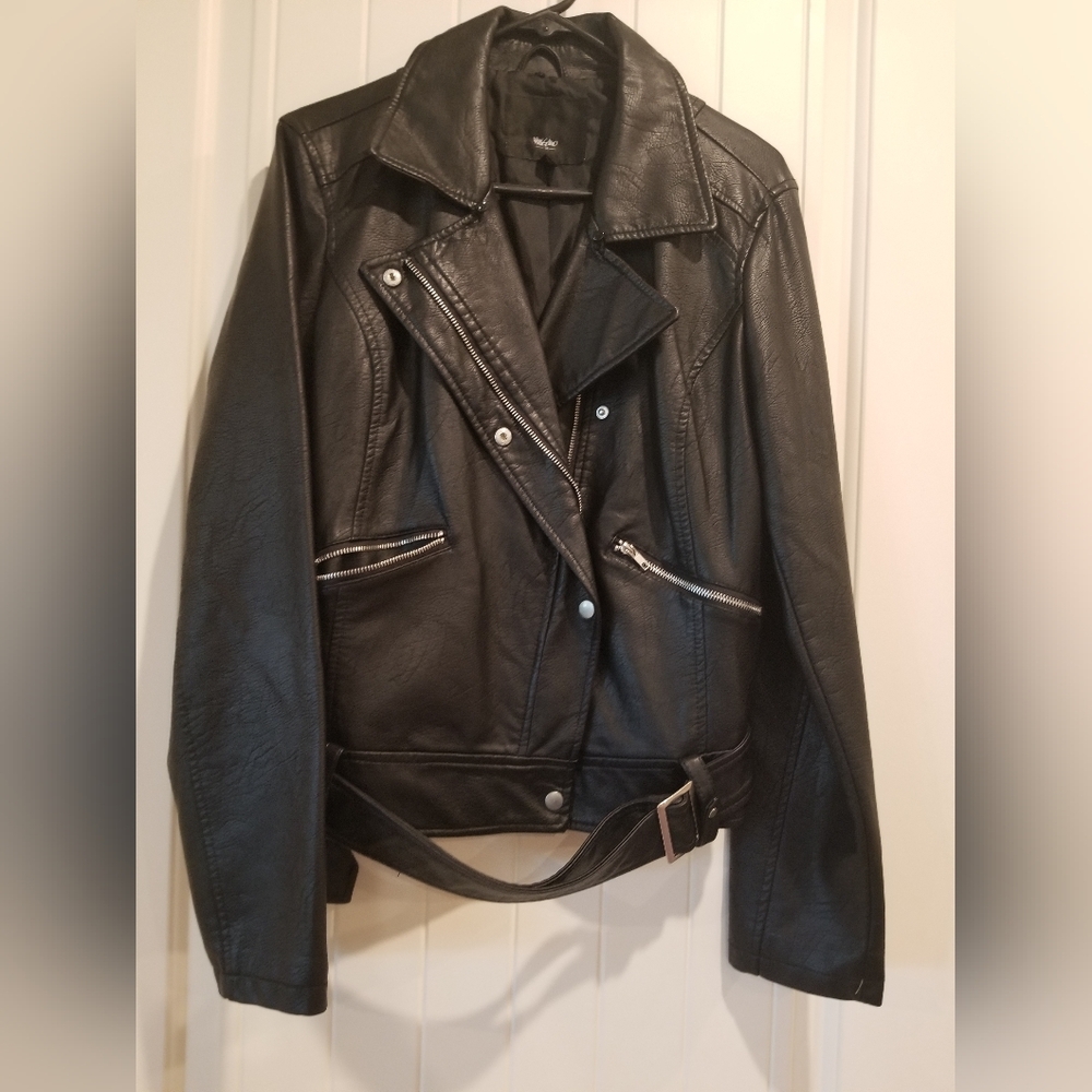 Black Retro Style  Faux Leather Jacket